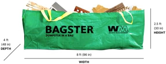 BAGSTER 3CUYD Dumpster in a Bag holds up to 3,300 lb, Green