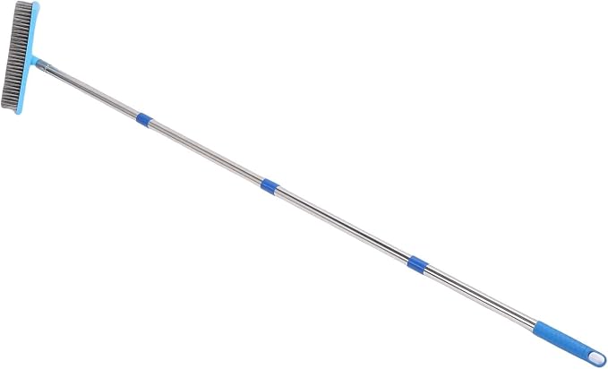 FTVOGUE Telescopic Wire Broom, Heavy Duty Scrubbing Moss Removal Brush for Patio Garden Stainless Steel PP 20cm Brush Head 160cm 4 Section Handle 1 Pack