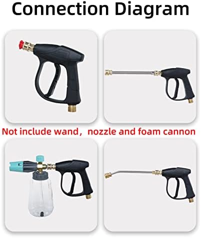 Sooprinse High Pressure Washer Gun 3000 PSI Max, Power Washer Short Gun with 1/4 Inch Quick Connector, M22-14