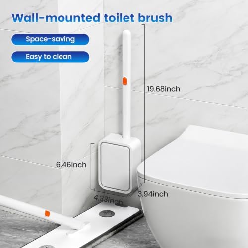 Disposable Toilet Brush System with Wall Mounted Holder, Toilet Wand Kit with 28 Refills, Deep Cleaning Toilet Bowl Cleaner Wand Set, Hygienic Touch-Free Bathroom Cleaning Tool