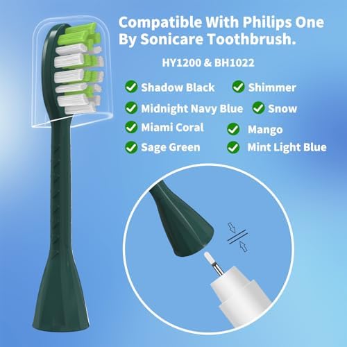 10 Pack Toothbrush Replacement Heads for Philips One Sonicare, Sage Green | Medium bristles, Aldult Tooth Brush Heads Refill