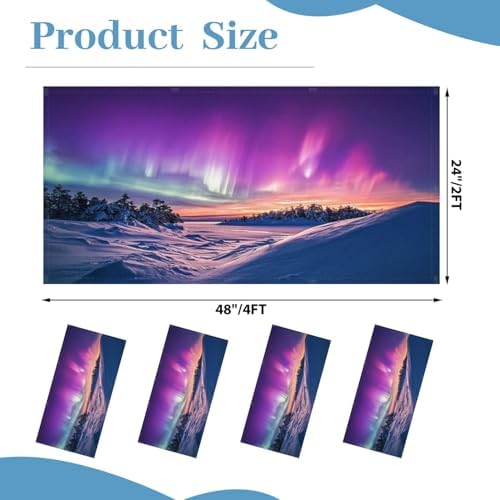 4 Pack Fluorescent Light Covers for Ceiling Lights snowy mountains starry Fantastic Winter Magical Landscape snowy Decorative Magnetic Fluorescent Light Filters for Classroom Office Home 4x2 ft