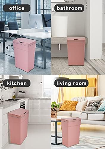 13 Gallon/50 L Kitchen Trash Can with Touch-Free & Motion Sensor Lid, Plastic Cute Automatic Trash Can for Bathroom & Bedroom
