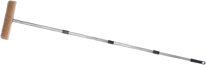 Yosoo Stainless Steel Wire Scrub Brush 45 Degree Brush Head Long Handle 160cm Adjustable Pole Heavy Duty Deck Floor Scrubber for Concrete Patio Moss Removal Grime Cleaner (30cm / 11.8in)