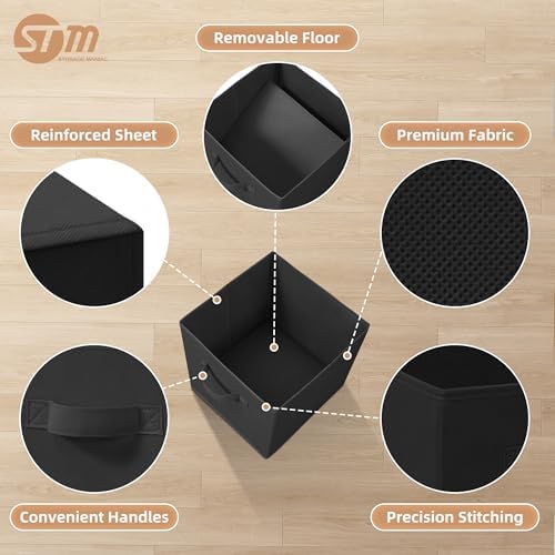 STORAGE MANIAC Storage Cubes, 11 Inch Durable 18 Pack Fabric Foldable Collapsible Bins with Handles for Organization, Closet, Shelves, Offices, Toys, Black