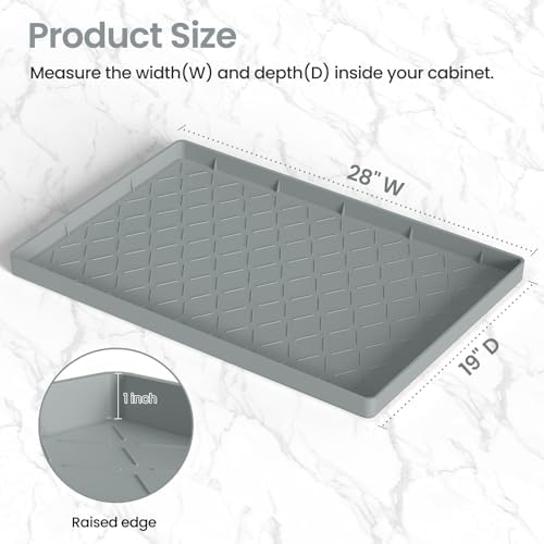 Mateeylife Under Sink Mat Kitchen Waterproof，Silicone Sink Tray 28"X19" | Under Sink Organizer Cabinet Shelf Protective Liner, Multi-use Silicone Mat for Boot Tray & Litter Mat, Bronze