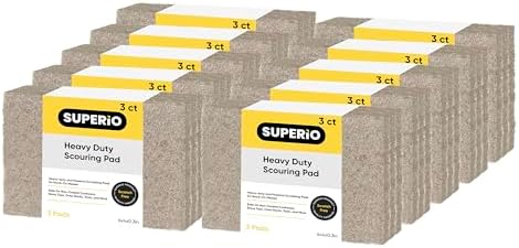 Natural Scouring Pad Non-Scratch Sisal Plant Based Scrubber Cleaning Scrub Pads, Eco-Friendly Reusable Kitchen Scrubbing Pad Pack of 30, by Superio