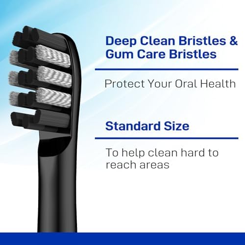Replacement Toothbrush Heads Compatible with Colgate 360 Power Charoal Battery Toothbrush, Black, 10 Pack