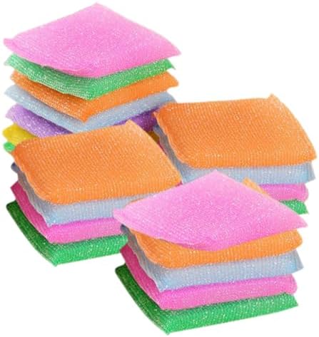 ULTECHNOVO 20pcs Non Scratch Kitchen Scouring Pads Reusable Dish Sponges for Washing Dishes Soft Nylon Scrubbers Multipurpose Cleaning Pads for Pots Pans and Hard Surfaces Random Color