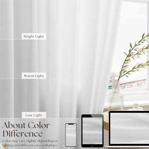 Off White Semi Sheer Linen RV Campers Curtains 45 Inch Long 2 Panels | Ivory, Rustic, Short Curtains for Cafe Small Window Treatment, Light Filter, W25xL45 Inch, Rod Pocket Drapes