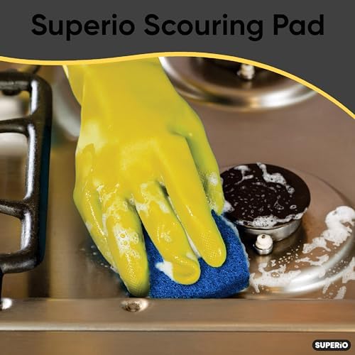 Scouring Pad Non-Scratching Scrubber Non-Scratch Cleaning Scrub Pads Heavy Duty Scouring Pad Reusable Kitchen Scrubbing Pad Pack of 15 Blue, by Superio