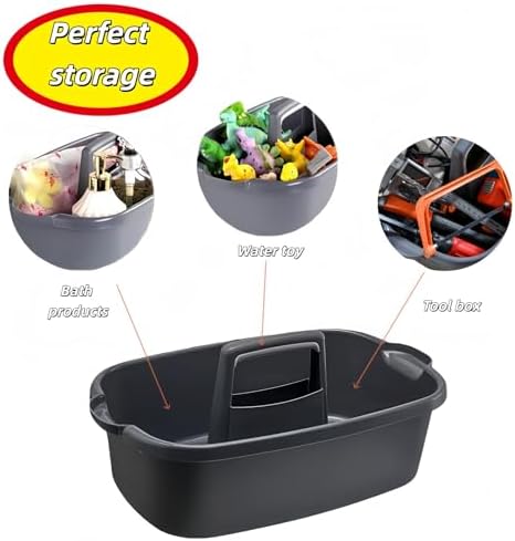 2 Pack Large Cleaning Caddy Portable Supply Organizer with Handle | Plastic Bucket Tool Storage,for Bathroom,Bedroom,Kitchen,Under Sink Storage (Grey)
