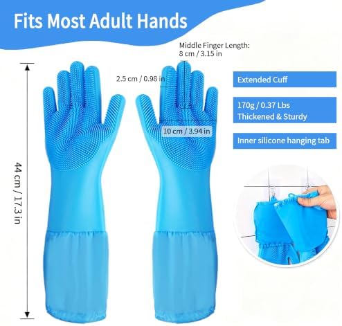 Long Sleeve Dog & Cat Washing Gloves, Pet Bathing Grooming Tool | Anti-bite thick silicone,gentle massage & deshedding,ideal for all coat types & breeds,dishwasher safe,home & car cleaning