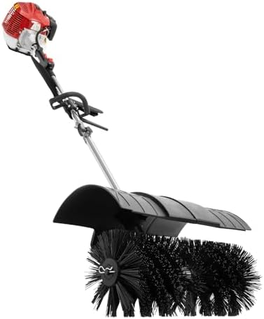 52CC 2 Stroke Gas Powered Handheld Broom Sweeper with Air Filter&Hand Puller, 2.3HP Portable Engine Power Broom Walk Behind Snow Sweeping Broom, Driveway Turf Lawns Cleaning Tools