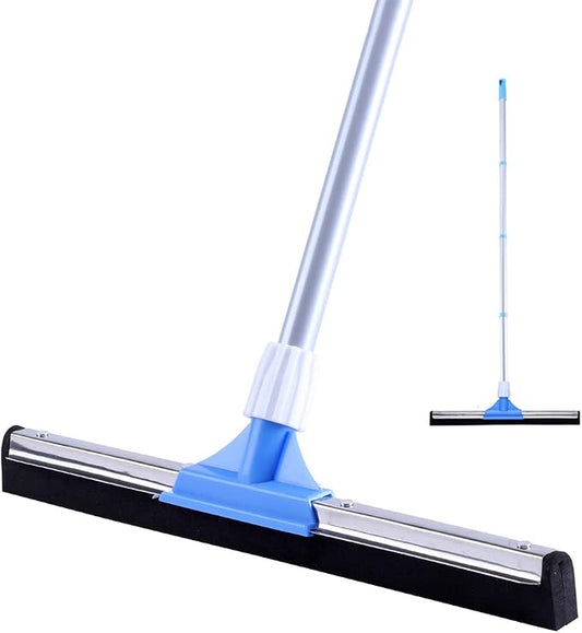 YONILL Floor Squeegee for Concrete and Tile Floor with 50" Long Handle | Foam Squeegee Broom, Heavy Duty Floor Water Wiper for Garage, Shower, Kitchen, Windows, Glass, Carpet and Pet Hair