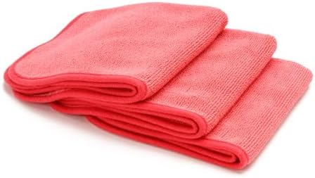 Autofiber Korean Twist Microfiber Detailing & Glass Towels - Pack of 3, Red (16 inch x 16 inch 600 GSM)