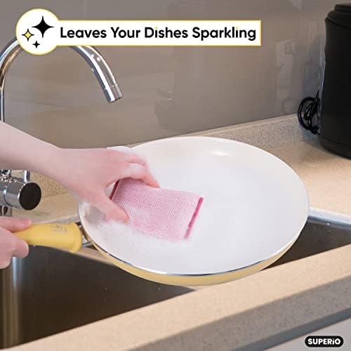 Superio Nylon Cleaning Pad, Dish Scrubbers, Multi Surface Scratch- Free Scour Sponge for Stainless Steel, Copper cookware, China, Dishes and plasticware (2)
