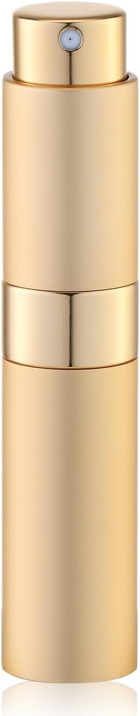 Lulupack Travel Perfume Bottle Refillable - Cologne Spray Atomizer Mini - Small Travel Size Empty Sprayer for Refill Sample Container - Portable Fragrance Decant Dispenser for Women Men 10ml 1PCS Gold