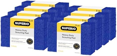 Scouring Pad Non-Scratching Scrubber Non-Scratch Cleaning Scrub Pads Heavy Duty Scouring Pad Reusable Kitchen Scrubbing Pad Pack of 24 Blue, by Superio