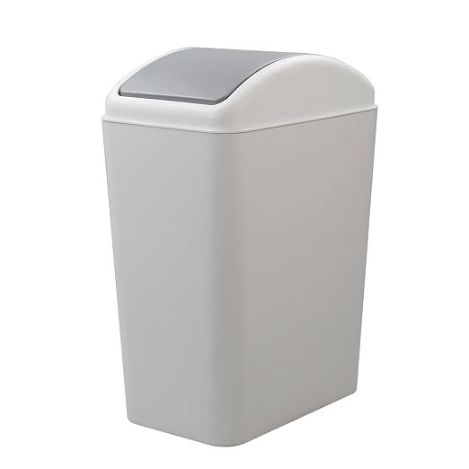 4.5 Gallon Swing-Top Trash Can, Small Waste Bin | Removable Lid, Compact Garbage Bin for Under-Counter, Kitchen, Bathroom, Bedroom or Office, Gray