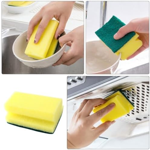 LIFKOME 10pcs Non-Scratch Dish Sponge Scrubber Pads Multipurpose Cleaning Sponge Pads for Kitchen Pots Pans and Tableware Cleaning