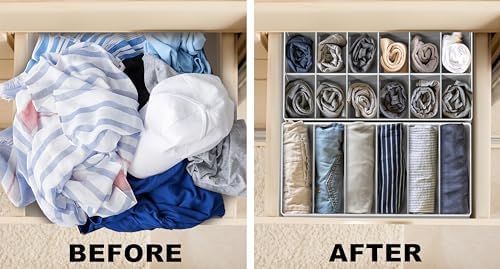 Simple Houseware Closet Underwear Organizer Drawer Divider Assorted 7 pcs | Gray