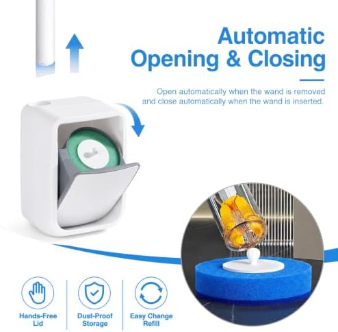 Disposable Toilet Brush System with Wall Mounted Holder, Toilet Wand Kit with 28 Refills, Deep Cleaning Toilet Bowl Cleaner Wand Set, Hygienic Touch-Free Bathroom Cleaning Tool