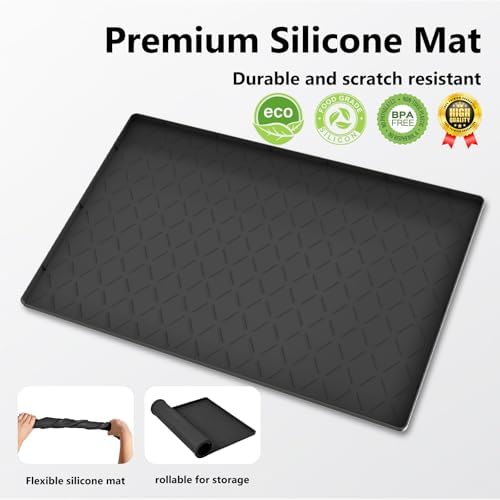Mateeylife Under Sink Mat Kitchen Waterproof, Silicone Sink Tray 28"X19" | Under Sink Organizer Cabinet Shelf Protective Liner, Multi-use Silicone Mat for Boot Tray & Litter Mat, Classic Black