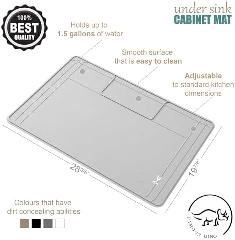Heavy-Duty Under Sink Mat – Waterproof Silicone Cabinet Liner for Kitchen & Bathroom | Protects from Leaks, Spills | Trimmable, Easy to Clean, Ideal for Homeowners | 28" x 19" or Smaller