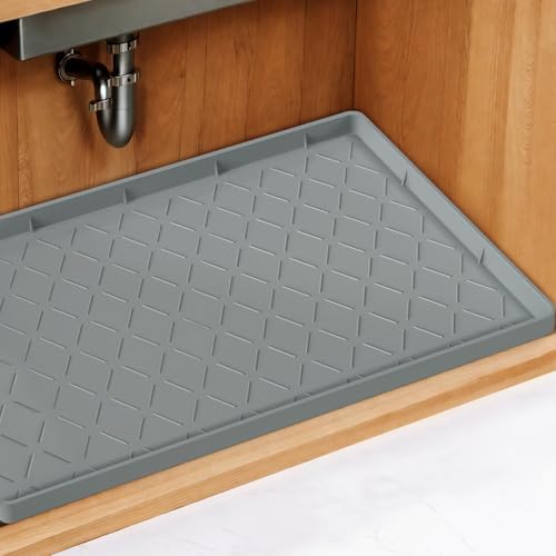 Mateeylife Under Sink Mat Kitchen Waterproof，Silicone Sink Tray 22"X31" | Under Sink Organizer Cabinet Shelf Protective Liner, Multi-use Silicone Mat for Boot Tray & Litter Mat, Bronze
