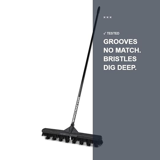 RIGCRAFTOR Heavy Duty Reefer Trailer Broom Brush, Wide Head Push Broom, Stiff Synthetic Bristles for Grooved Floors, Professional Truck and Semi Trailer Cleaning Tool, Black