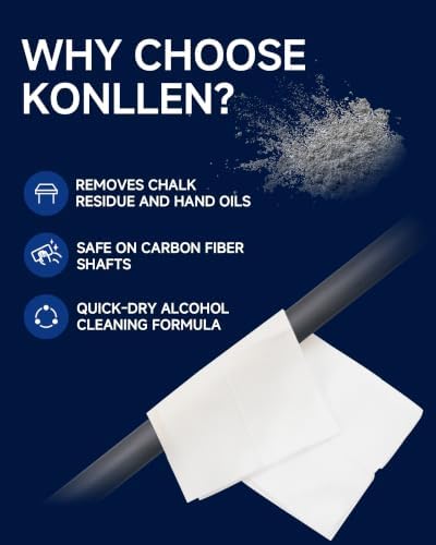 KONLLEN Pool Cue Cleaning and Maintenance Accessories | Choose sprays, wipes, towels, wax, powder, or maple shaft pads for everyday billiard cue care.