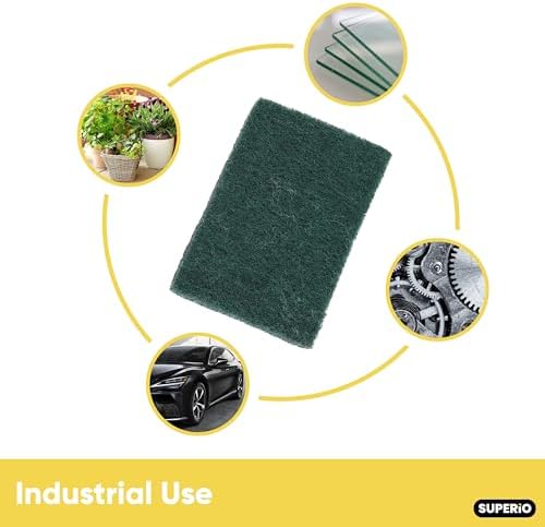 Scouring Pad Non-Scratching Scrubber Non-Scratch Cleaning Scrub Pads Heavy Duty Scouring Pad Reusable Kitchen Scrubbing Pad Pack of 12 Green, by Superio
