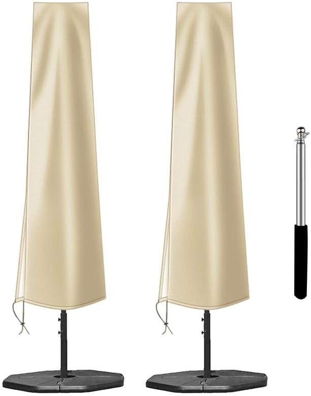 OKPOW Patio Umbrella Cover Waterproof: Fit 9ft to 12ft Outdoor Umbrellas | 420D Oxford with Long Zipper, Protect Umbrella from Sun, Rain, Snow & Dust, Helping Extend Outdoor Umbrella's Life (2 Pack)