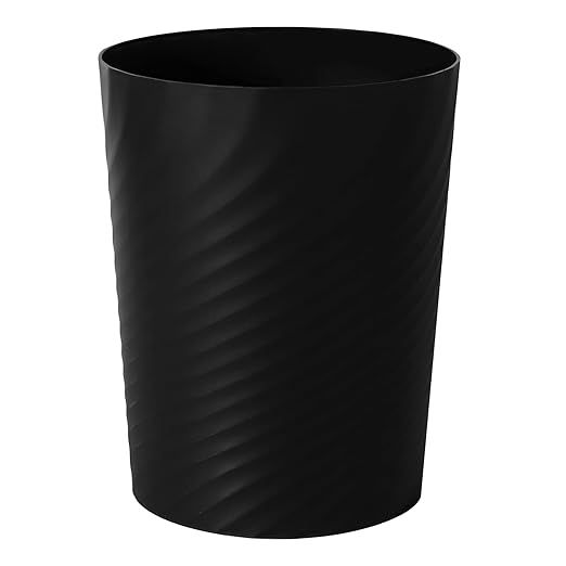 UUJOLY Plastic Small Bathroom Trash Can Wastebasket Garbage Can, Black | Easy to clean, Bathroom, Laundry Room, Kitchen, Office, Kids Room, Dorm, Bedroom, 1.8 Gallon