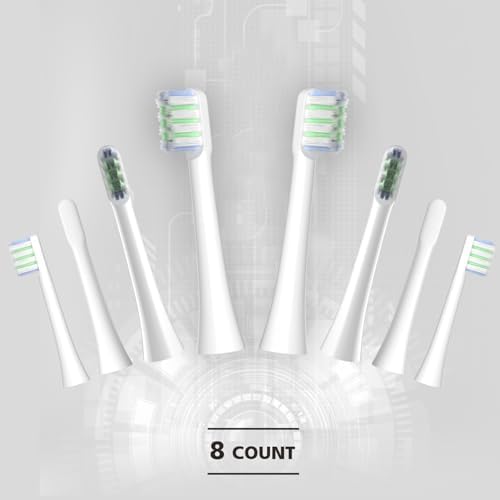 Replacement Heads Fit Colgate Hum Electric Toothbrush,White 8Pcs | Also for 360 and Total,Soft,Ultrathin Bristles,Floss-like Clean,End-rounded DuPont Bristles,Individually Sealed and Packaged