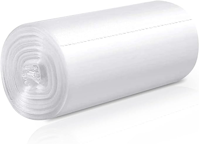 WAIKAS 1.5 Gallon Trash Bags, 130 Count, Small Garbage Bags, No Flaps/Ties, 40x43cm, 2.6g/pcs, Unscented, White