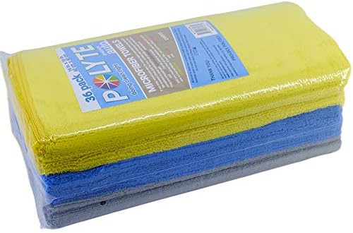 POLYTE 300 GSM Multipurpose Microfiber Cleaning Towel, 16x16 in, 36 Pack | Lint Free, Quick Dry