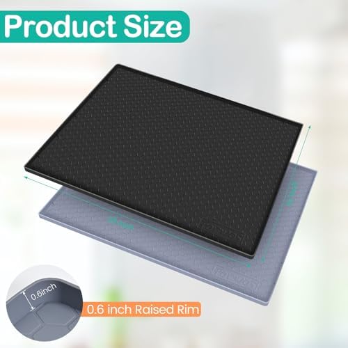 Silicone Under Sink Mat, 28"x19", Waterproof Cabinet Liner, Black | Shelf Liner, Cabinet Protector, Home Organizer, for Kitchen, Bathroom, Multipurpose, Leak Proof, Easy Clean, Drip Tray, Clean