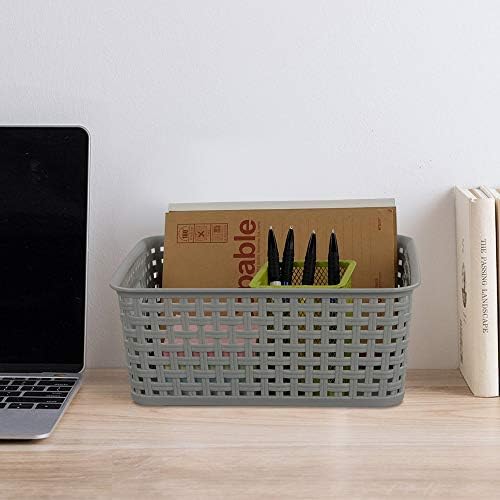 6-pack Grey Woven Plastic Storage Baskets, Organizing Bins