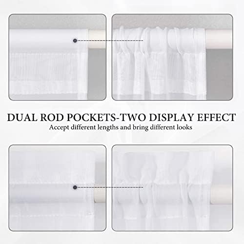 MIULEE White 54 Wide and 72 Inches Length French Door Sheer Curtains | Light Filtering Window Treatment with 2 Tiebacks, Front Back Patio Glass Door, Set of 2