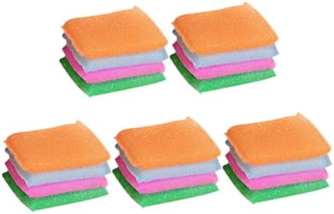 20pcs Kitchen Dish Scrubbers Non Scratch Scrub Sponge Pads for Dishes and Hard Surfaces Soft Nylon Sponge Cleaning Pads for Household Kitchen Use Random Color