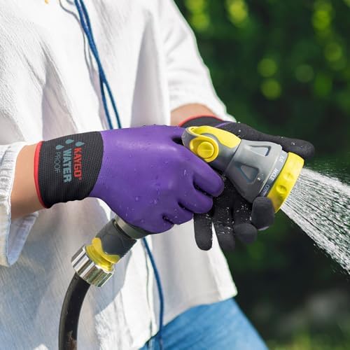 KAYGO Waterproof Work Gloves, Non-Slip Double Latex Coated, KG150 | Lightweight & Durable, Excellent Grip for Gardening, Construction, Fishing & Cleaning, for Men & Women