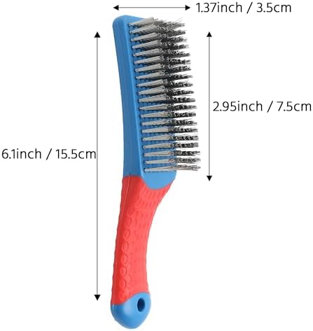 Wire Brushes for Rust Removal, Steel Wire Metal Brush for Cleaning Concrete | Paint Remover for Concrete & Grill Rust Remover with Ergonomic Handle (15.5x3.5cm)