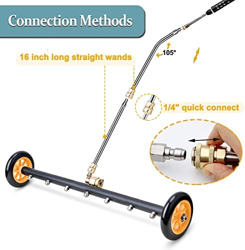 Pressure Washer Undercarriage Cleaner, 24 Inch Water Broom 4000 PSI | Pressure Washer Surface Cleaner Attachment with 2 Extension Wands & 75° Angled Wand for Under Car Washing