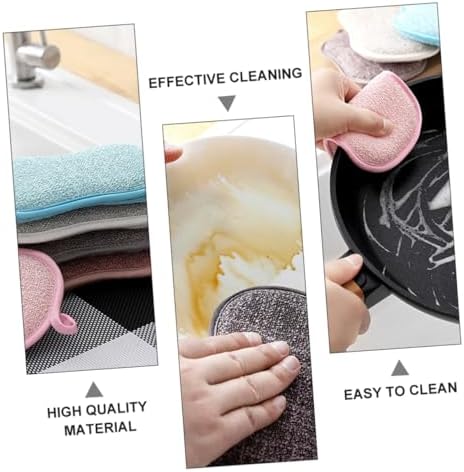 KOMBIUDA 10pcs Non-Scratch Scrub Sponge Pads for Dishwashing Kitchen Cleaning Comfortable Grip Multifunctional Sponge Scrubbers for Dishes and Non-Stick Cookware Random Color