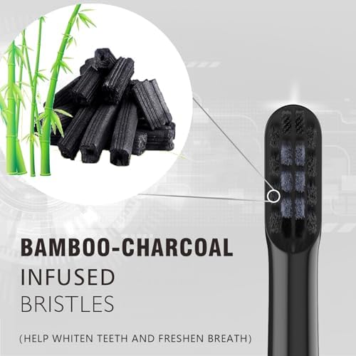 Floss-Like Brush Heads Fit Colgate Electric Toothbrush,Black 8Pcs | for Hum 360 and Total,Soft,Bamboo-Charcoal Infused Bristles,Ultrathin DuPont Bristles,Individually Sealed and Packaged