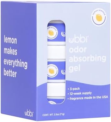 Ubbi Lemon Scented Odor Absorbing Gels, 3-Pack | Effective Odor Control for Diaper Pails, Baby Nursery Must Haves, Keeps Nurseries and Daycares Smelling Fresh