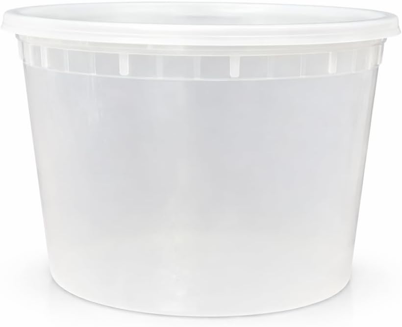 64 oz [8-Pack] BPA Free Microwavable Plastic Deli Containers with Lids | Leak-resistant, stackable and freezer-safe design keeps soups, leftovers and large portions fresh