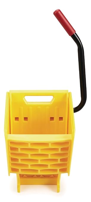 Rubbermaid Commercial Products WaveBrake 26 Qt. Side-Press Mop Bucket and Wringer Combo on Wheels, Yellow, for Professional/Industrial/Business Heavy-Duty Floor Cleaning/Mopping
